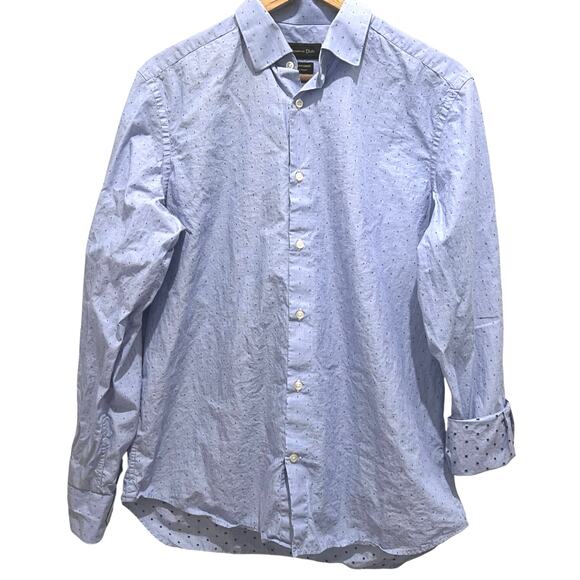 MASSIMO DUTTI Men's Long Sleeve Button Down Shirt Medium 16.5" Blue Flip Cuffs - Picture 3 of 8